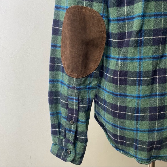 J Crew Wool Flannel Plaid Suede Elbow Patch Oxford Button Up Shirt - Picture 6 of 15